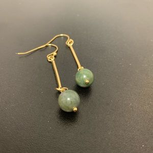 Jade stone earrings with gold plated hooks